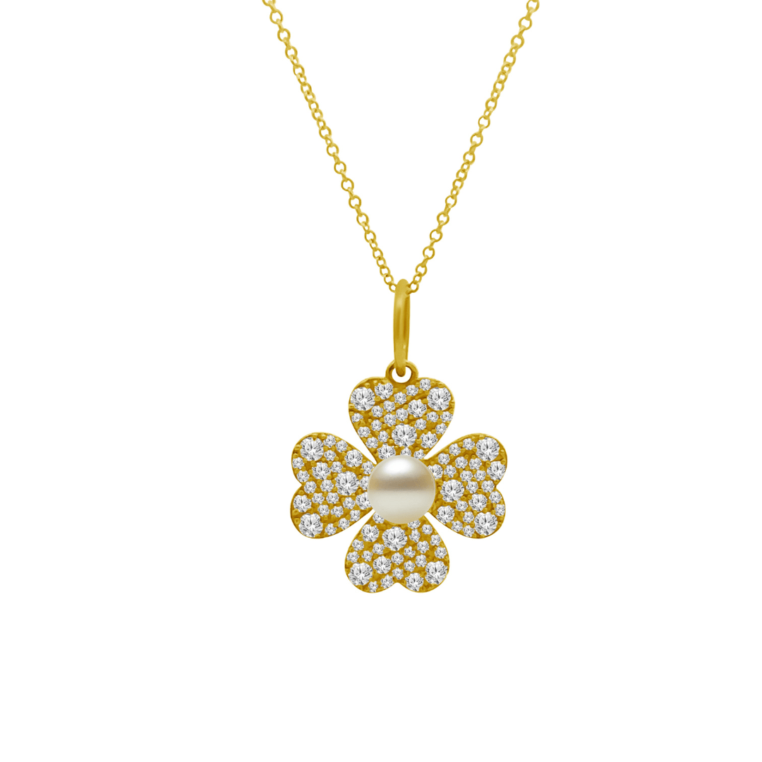 Diamond & Pearl Clover Charm – Lindsey Leigh Jewelry