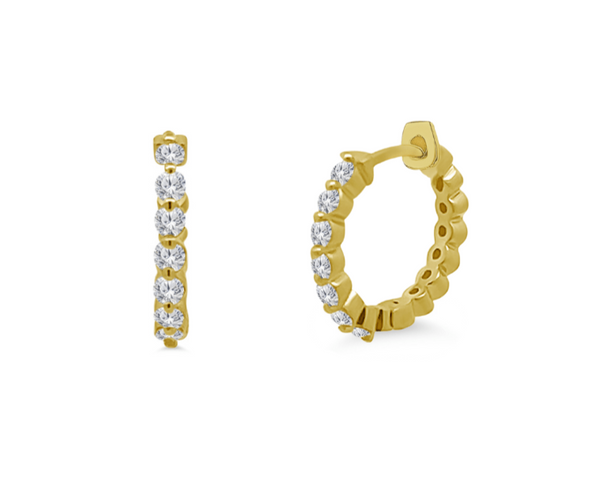 Single Prong Small Diamond Hoops – Lindsey Leigh Jewelry