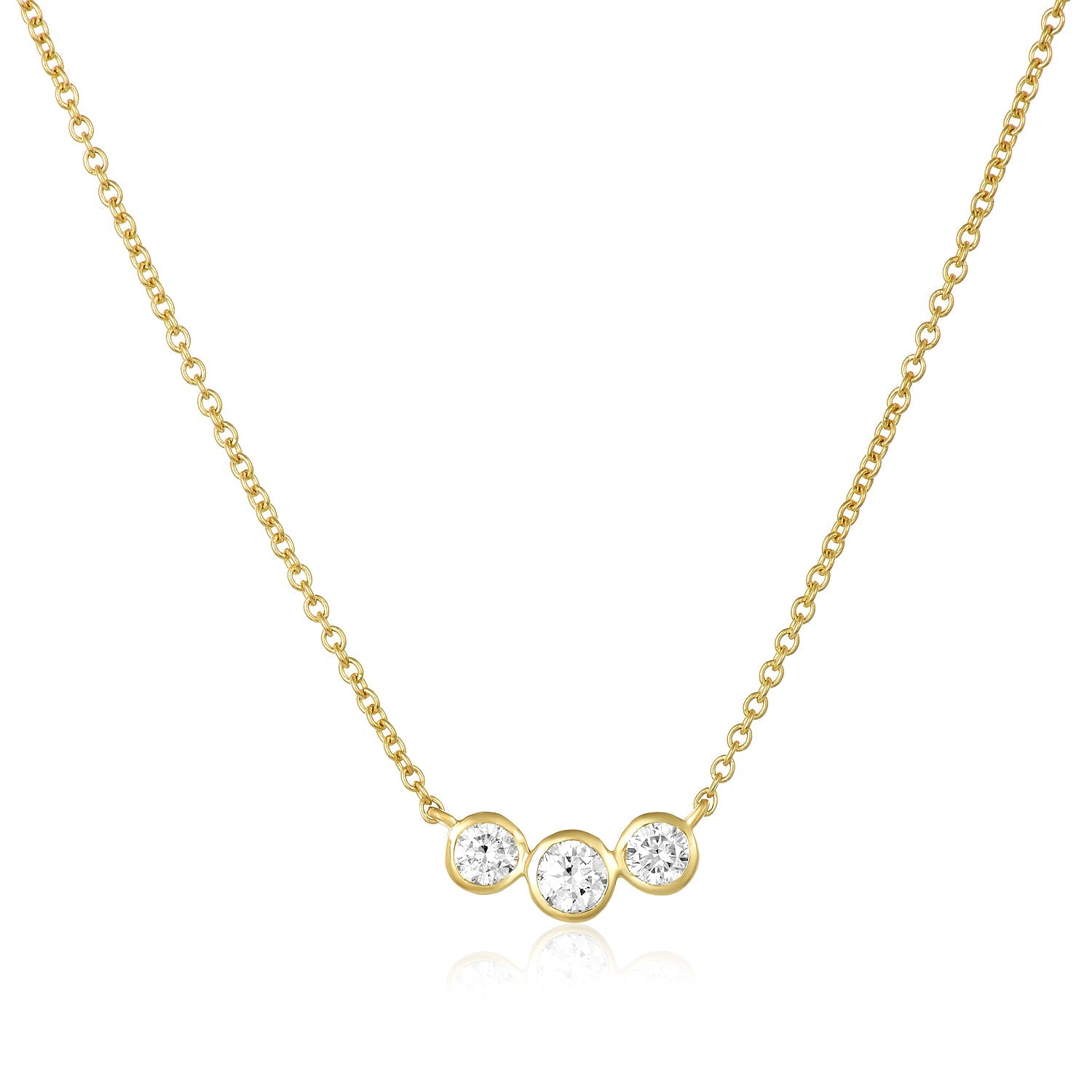 3 diamond bezel necklace Clearance