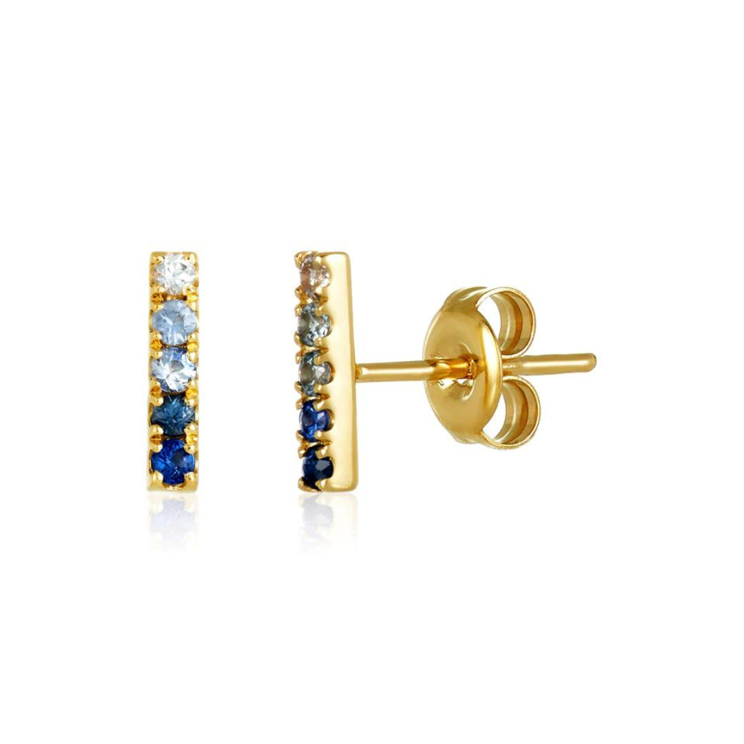 Sapphire Ombre Bar Studs 14K Yellow Gold / Pink Sapphire / Single