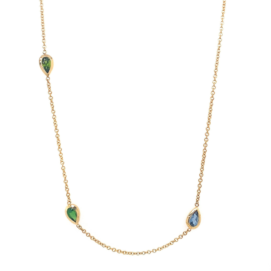 Birthstone Bezel Pear Necklace - Lindsey Leigh Jewelry