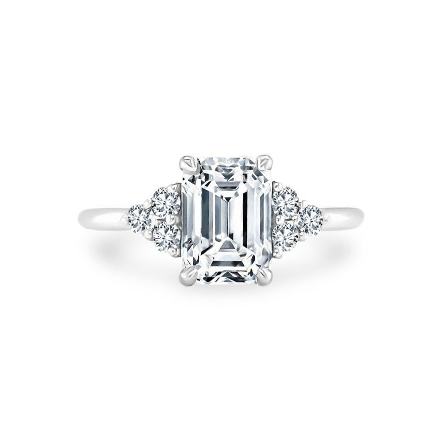 Emerald Diamond with Trio Diamonds - Lindsey Leigh Jewelry