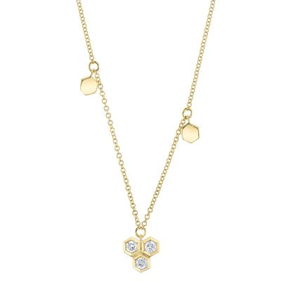 Gold & Diamond Hexagon Necklace