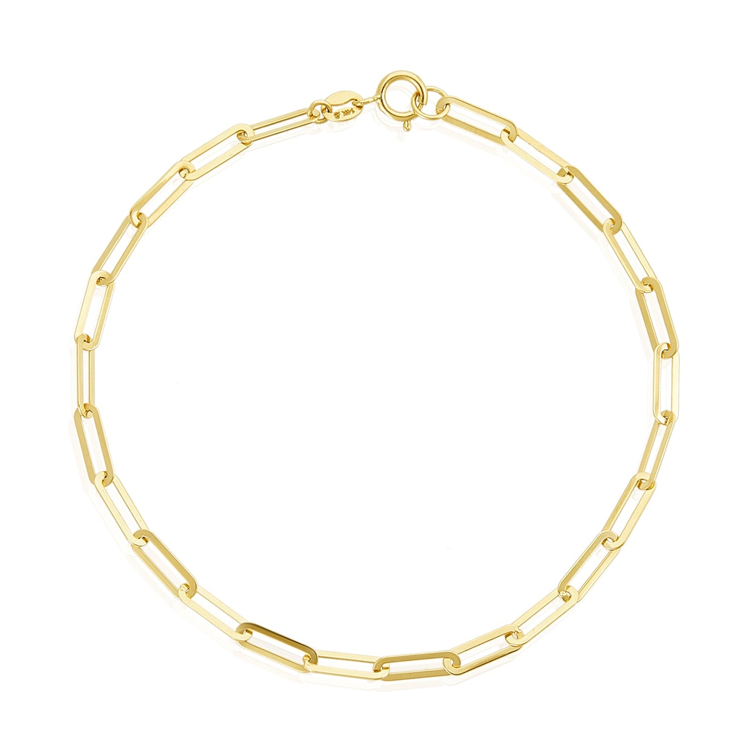 Paper Clip Chain Bracelet 14K Yellow Gold / Mini