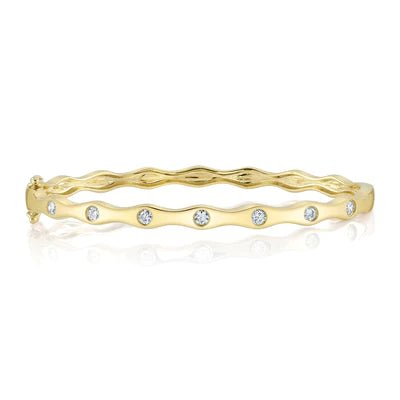 Wavy Diamond Inlay Bangle