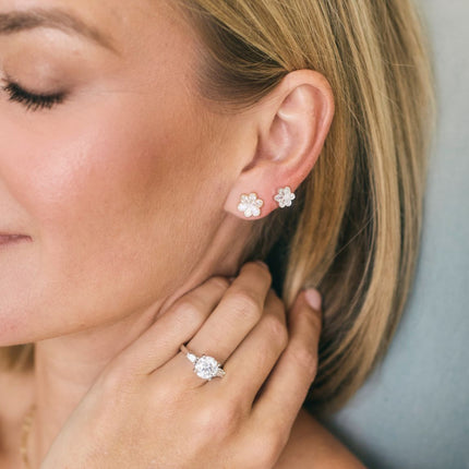 Bezel Flower Studs
