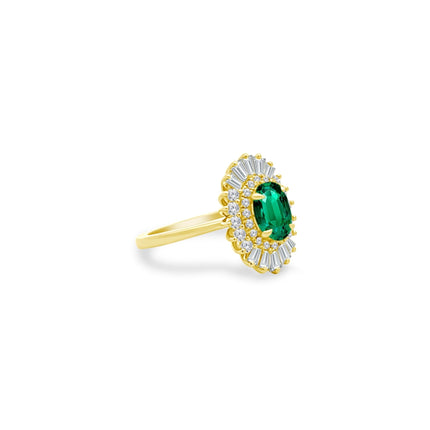 1.43ct Emerald Sunburst Ring - Lindsey Leigh Jewelry