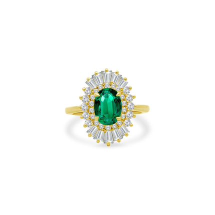 1.43ct Emerald Sunburst Ring - Lindsey Leigh Jewelry