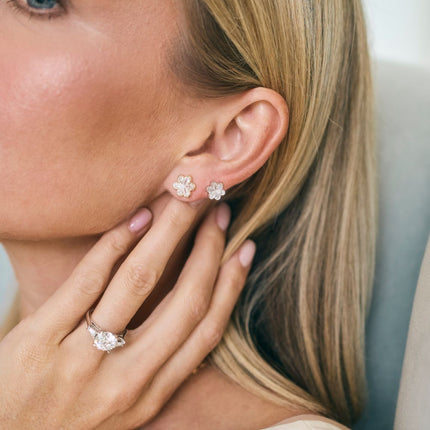 Bezel Flower Studs