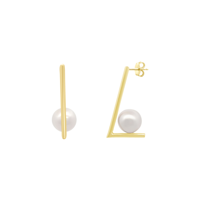 Floating Pearl Gold Drop Earring