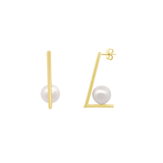 Floating Pearl Gold Drop Earring
