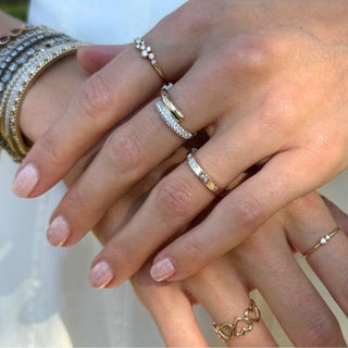 Alternating Round and Baguette Inlay Band  Lindsey Leigh Jewelry.
