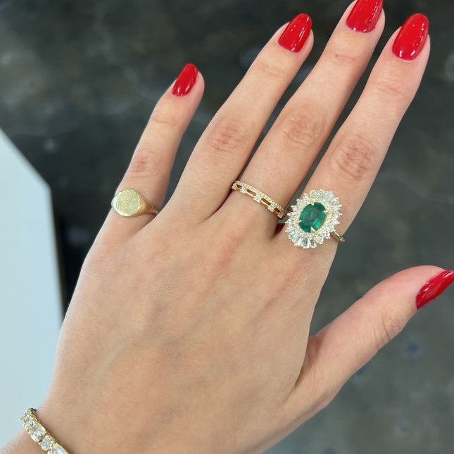 2.04ct Emerald Sunburst Ring - Lindsey Leigh Jewelry