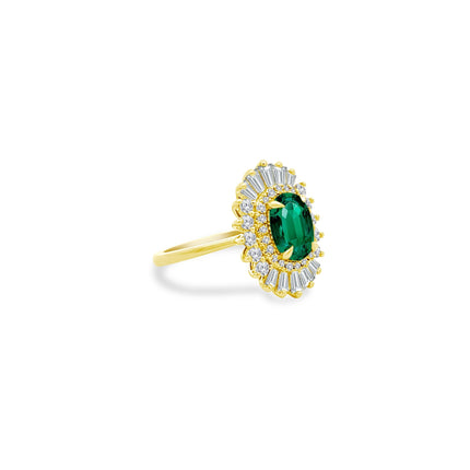 2.04ct Emerald Sunburst Ring - Lindsey Leigh Jewelry