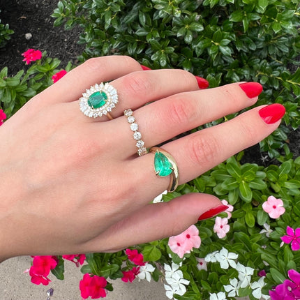 2.04ct Emerald Sunburst Ring - Lindsey Leigh Jewelry