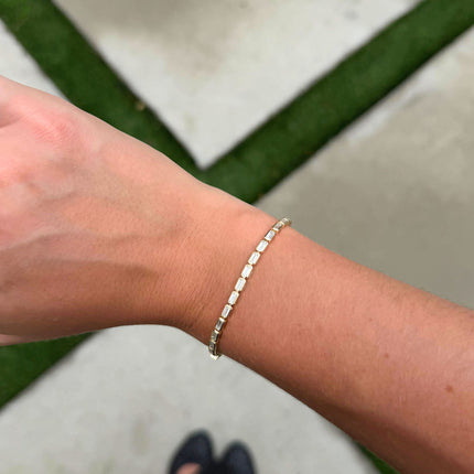 Lab Grown Bezel Set Emerald Cut Tennis Bracelet