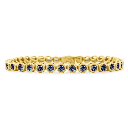 Bezel Set Round Gemstone Tennis Bracelet