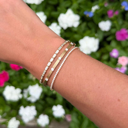 Lab Grown Bezel Set Emerald Cut Tennis Bracelet