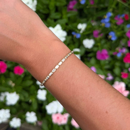Lab Grown Bezel Set Emerald Cut Tennis Bracelet