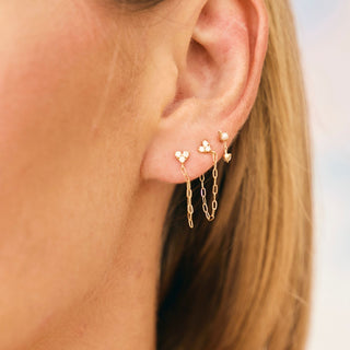 Petite Diamond Heart Paperclip Chain Stud
