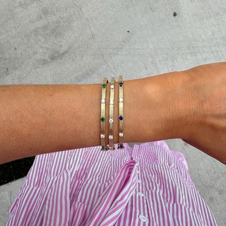 Triple Row Diamond & Gemstone Station Bangle  Lindsey Leigh Jewelry.

