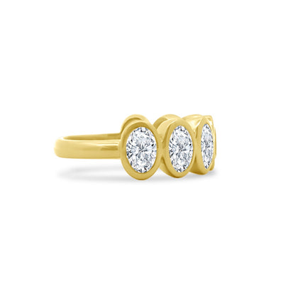 7 Diamond Oval Bezel Lab Grown Band Side