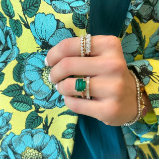 East West Emerald Cut Emerald Solitaire  Lindsey Leigh Jewelry.
