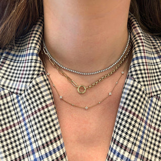 Alternating Diamond Blossom & Bezel Necklace  Lindsey Leigh Jewelry.
