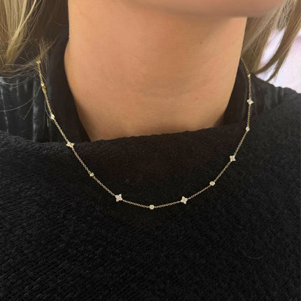 Alternating Diamond Blossom & Bezel Necklace Lifestyle 2