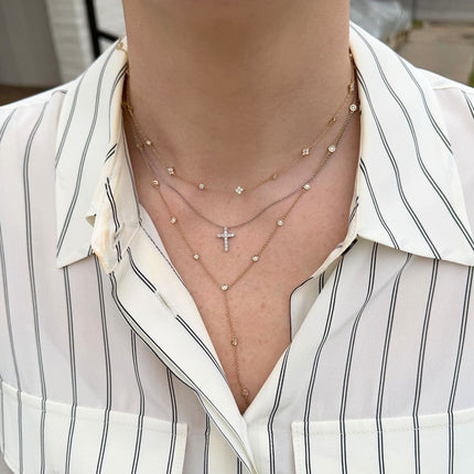 Alternating Diamond Blossom & Bezel Necklace Lifestyle 3