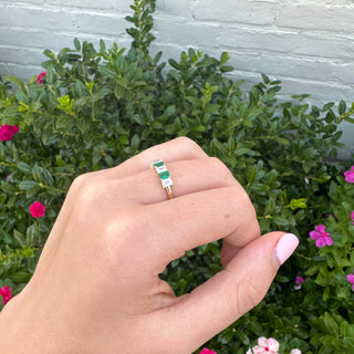 Alternating Emerald Cut Diamond and Emerald Band Lifestyle 2
