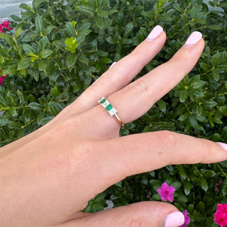 Alternating Emerald Cut Diamond and Emerald Band Lifestyle 4
