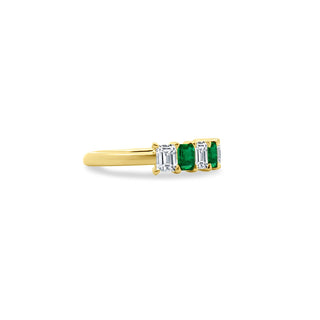 Alternating Emerald Cut Diamond and Emerald Band Side
