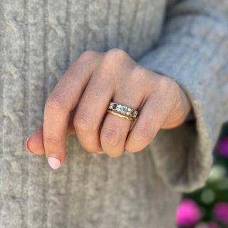 Alternating Emerald Cut & Double Diamond Bezel Band Lifestyle
