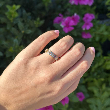 Alternating Emerald Cut & Double Diamond Bezel Band Lifestyle 2