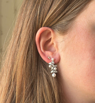 Alternating Pearl & Pear Diamond Drop Earrings Lifestyle 3
