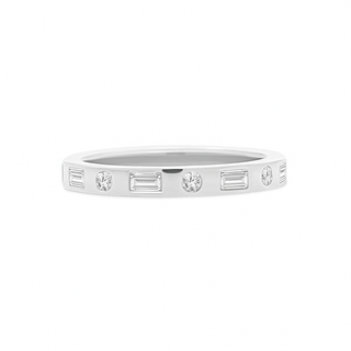 Alternating Round and Baguette Diamond Inlay Ring   Lindsey Leigh Jewelry, Houston, TX
