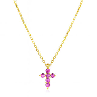 Gemstone Mini Cross Necklace

