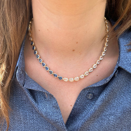 Bezel Chasing Pear Tennis Necklace Lifestyle