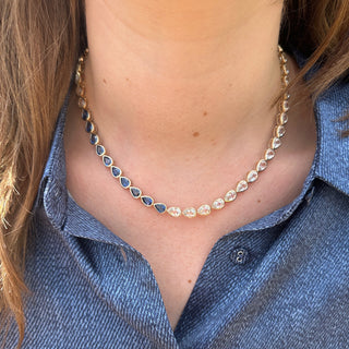 Bezel Chasing Pear Tennis Necklace Lifestyle

