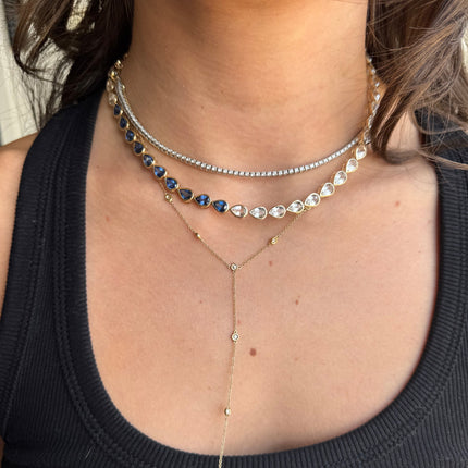 Bezel Chasing Pear Tennis Necklace Lifestyle 2