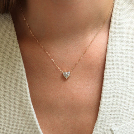 Bezel Diamond Heart Solitaire Necklace  Lindsey Leigh Jewelry.
