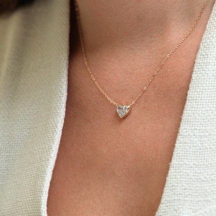 Bezel Diamond Heart Solitaire Necklace  Lindsey Leigh Jewelry.