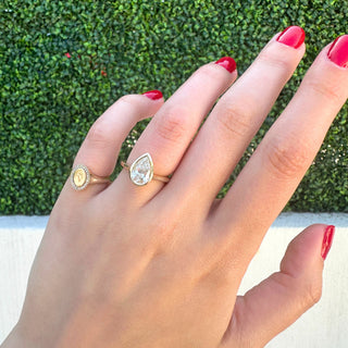 Bezel Pear Solitaire  Lindsey Leigh Jewelry.
