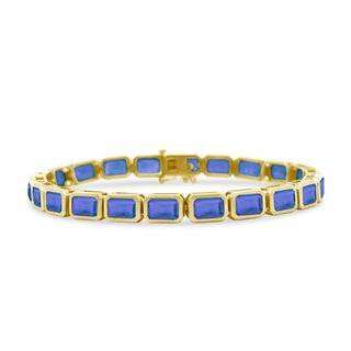 Bezel Set Emerald Cut Gemstone Tennis Bracelet
