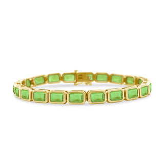 Bezel Set Emerald Cut Gemstone Tennis Bracelet

