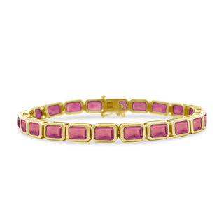 Bezel Set Emerald Cut Gemstone Tennis Bracelet
