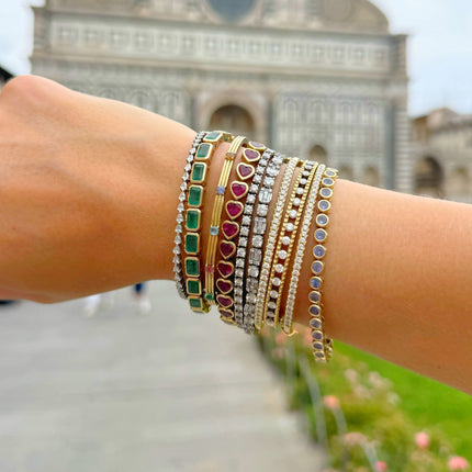 Bezel Set Round Gemstone Tennis Bracelet Lifestyle