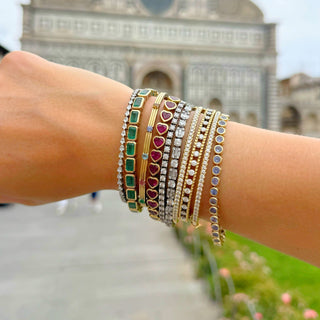 Bezel Set Round Gemstone Tennis Bracelet Lifestyle

