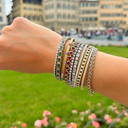 Bezel Set Round Gemstone Tennis Bracelet Lifestyle 2